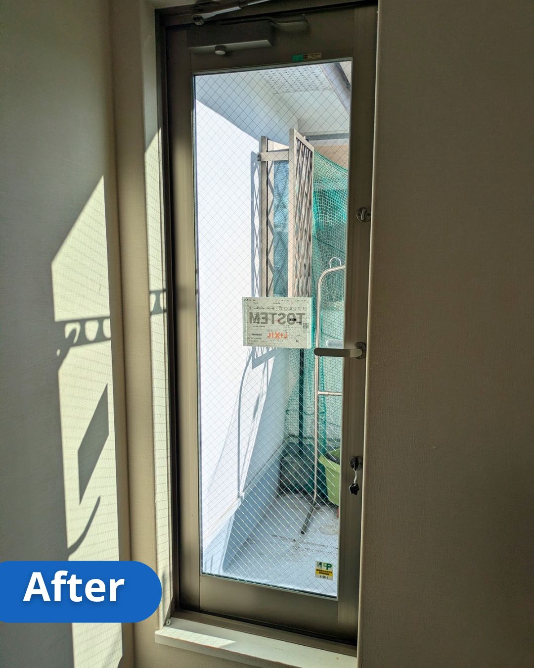 CPマーク付き防犯ガラス交換後